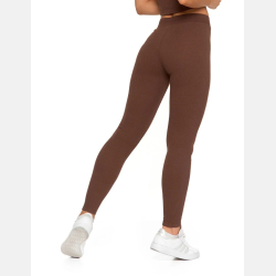 Legginsy damskie BAWEŁNIIANE, szeroka guma w pasie MOKKA MORAJ